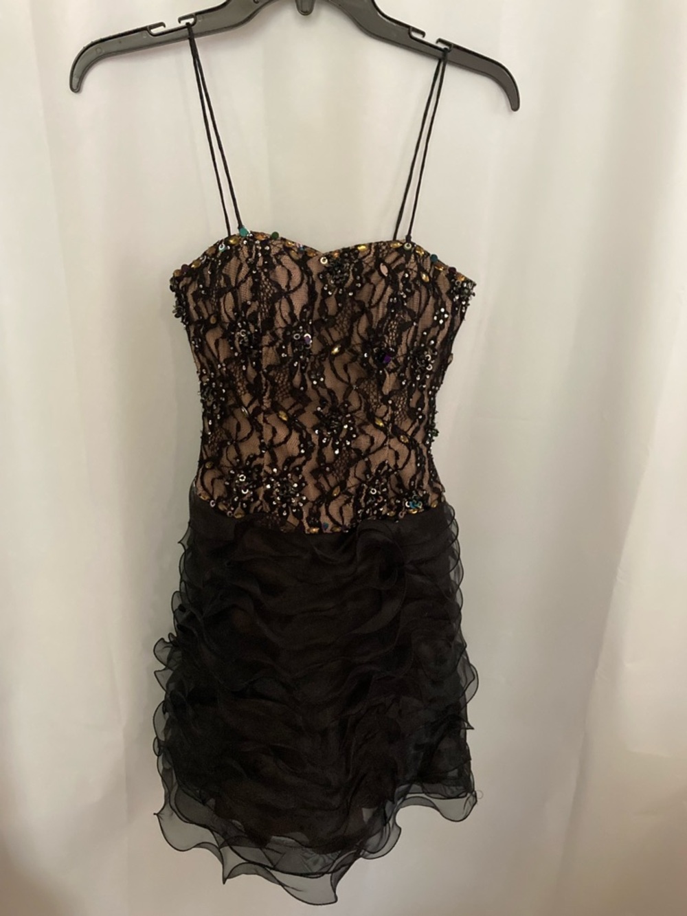 VTG Beads Sequins Lace Bustier Prom Homecoming Party Dress Alyce Designs sz 0